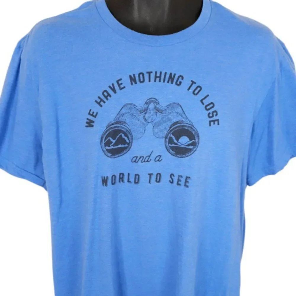 Nothing To Lose T Shirt Mens Size XL Blue A World To See Binoculars Travel